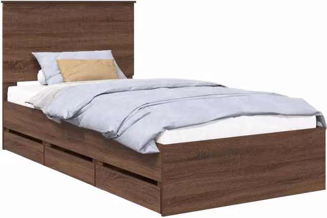 Letto singolo | Letto per adulti | Struttura del letto con cassetto Rovere Marrone 100 x 200 cm