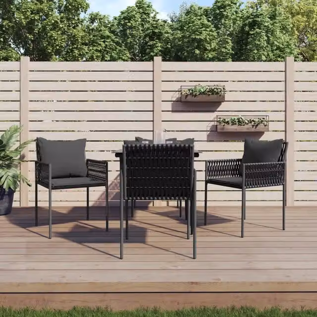Set Pranzo da Giardino 5pz con Cuscini in Polyrattan e Acciaio 3187052