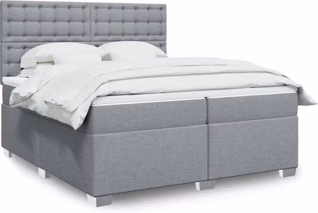 Letto Ibrido con Giroletto a Molle e Materasso vidaXL in Grigio Chiaro e Bianco L/P: 200 x 200 cm