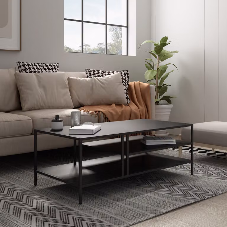 Tavolino 'Kumlinge' in metallo 40x110x55 cm nero