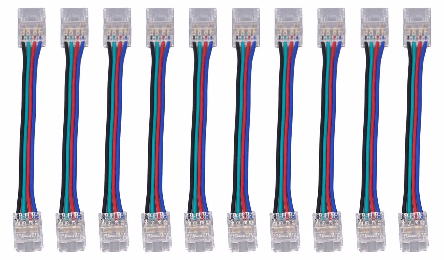 Kit di 10 connettori per strisce LED, con 4 poli, da 10 mm, per connessioni rapide, alta compatibilità, accessori