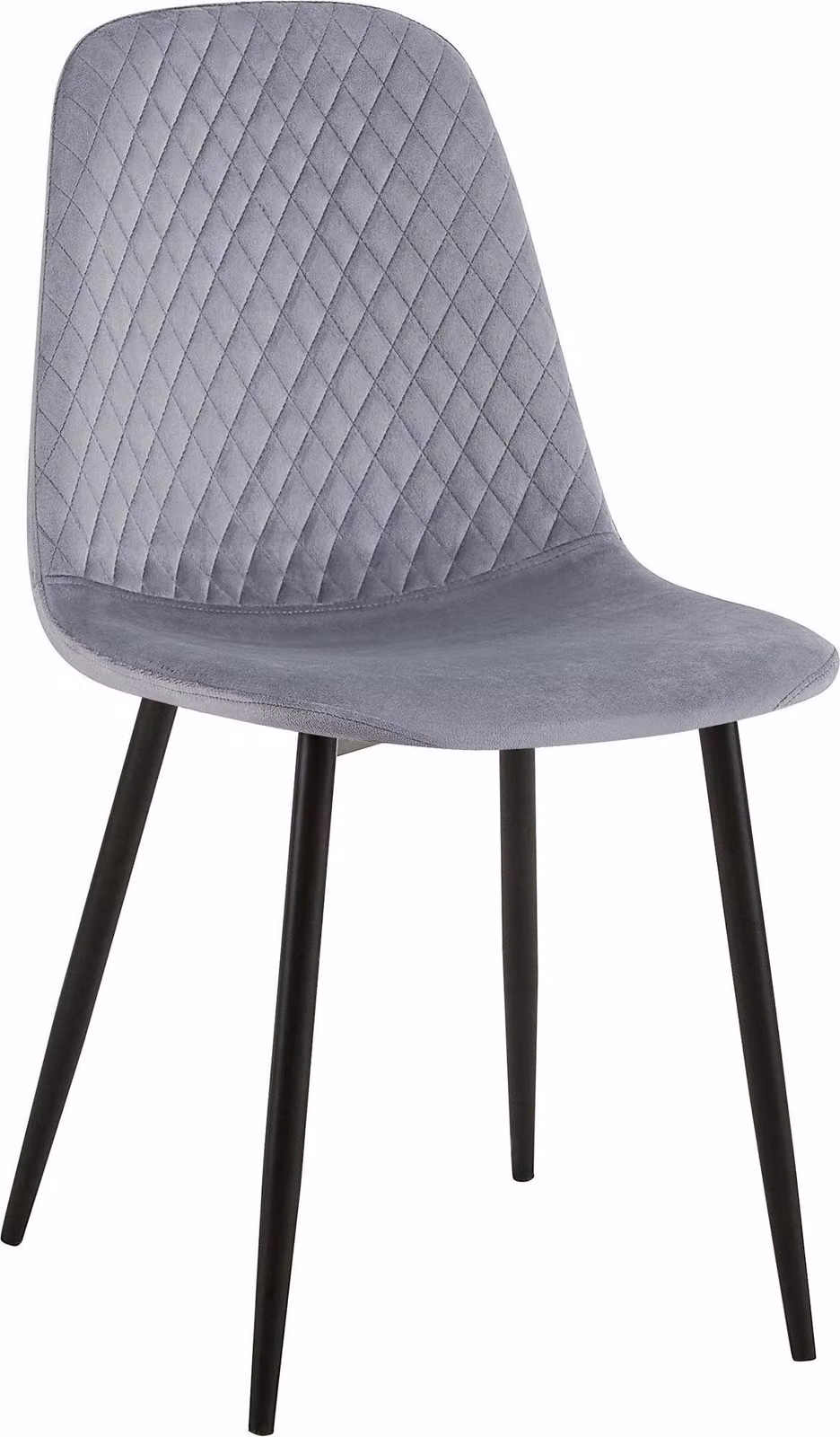 Sedia CLP Giverny con cuciture decorative, colore grigio. Materiale: velluto