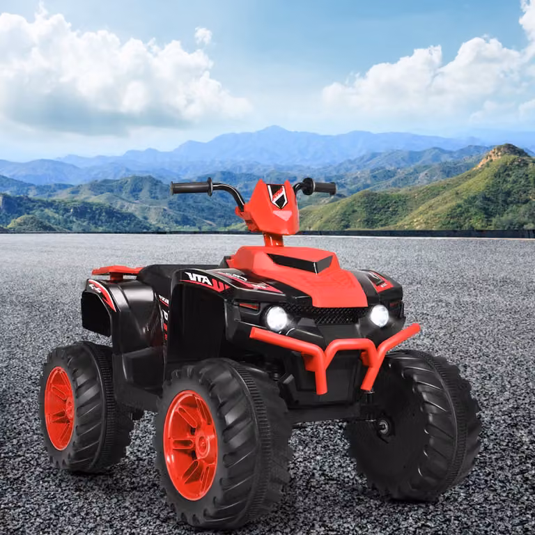 Costway Quad elettrico ATV 12V per bambini con musica e luci LED, quad a batteria con sedile comodo, Rosso, L: 104 cm, P: 67 cm, H: 74 cm