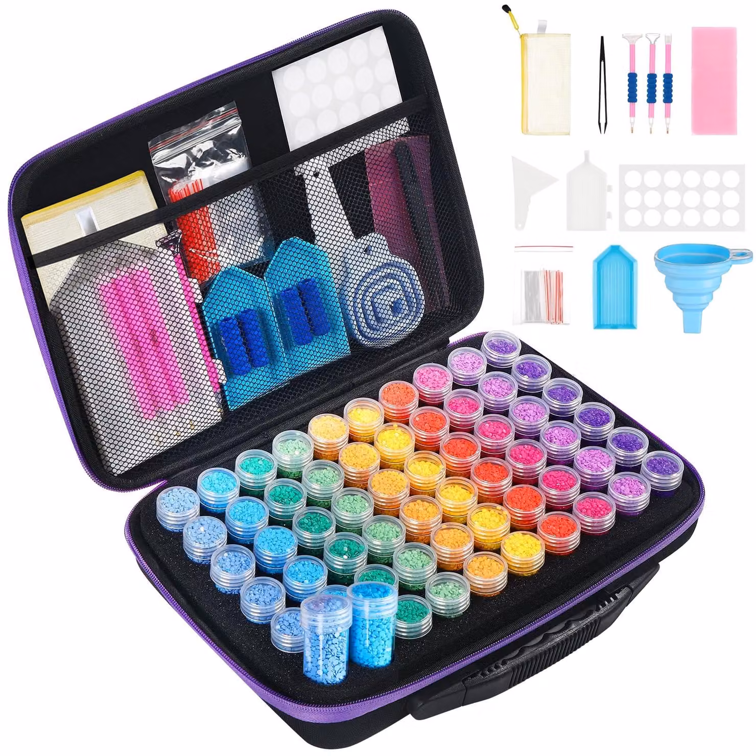 Custodia portatile per diamond painting con 60 scomparti, organizer resistente agli urti, ideale per riporre le perline