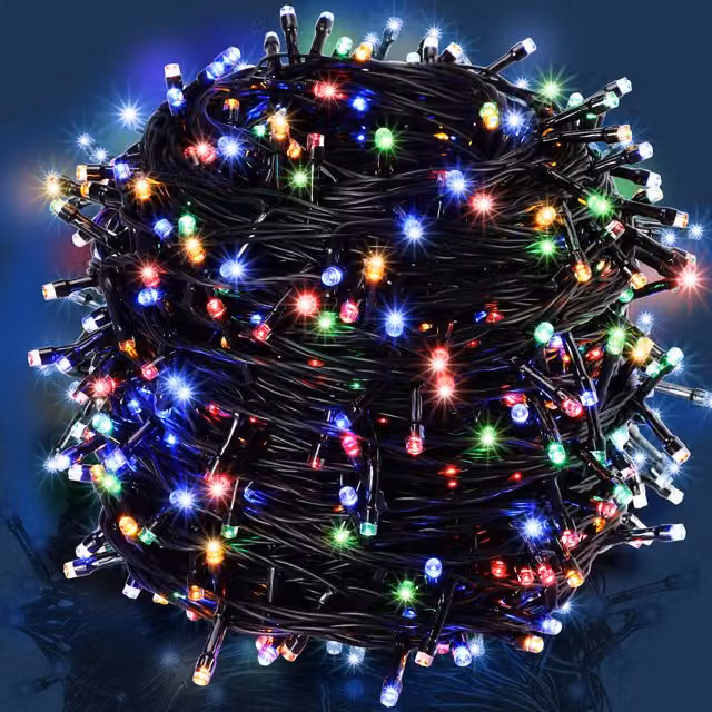 Catena di luci natalizie Monzana con 200 LED multicolore, lunghezza 20 m, protezione IP44