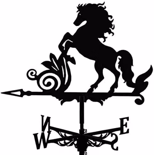 Omgoods - Bandierina meteorologica in metallo - Indicatore di direzione del vento per il giardino - Decorazione per esterni - In acciaio inossidabile, resistente e durevole - Facile da montare - Indica la direzione del vento
