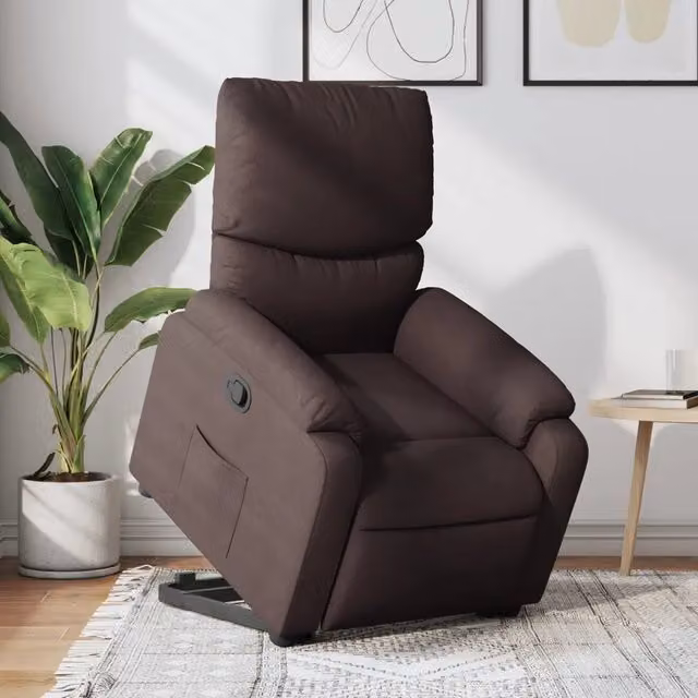 Poltrona Alzapersona Reclinabile vidaXL in Tessuto Marrone con Assistenza Elettrica per Senior