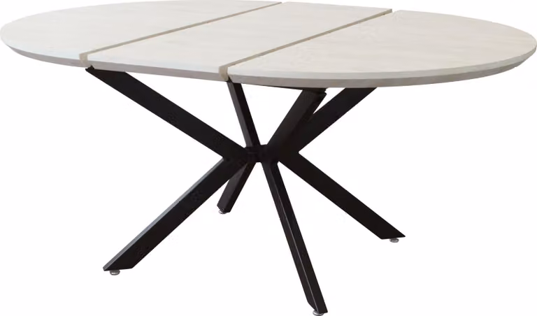 Milani Home - tavolo da pranzo allungabile rotondo 120-160 cm, beige e nero, piano melaminico, 120 x 120 x 76 cm