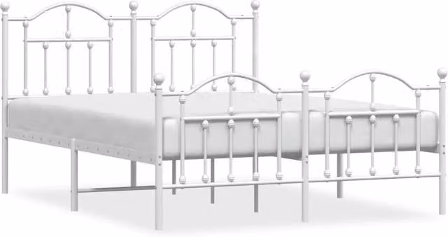 Letto matrimoniale Design In con testiera e pediera in metallo bianco L: 142 cm, P: 196 cm, H: 97 cm