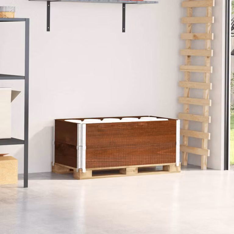 Set di 2 pareti per aiuole rialzate vidaXL in legno di pino marrone, L: 100 cm, P: 50 cm