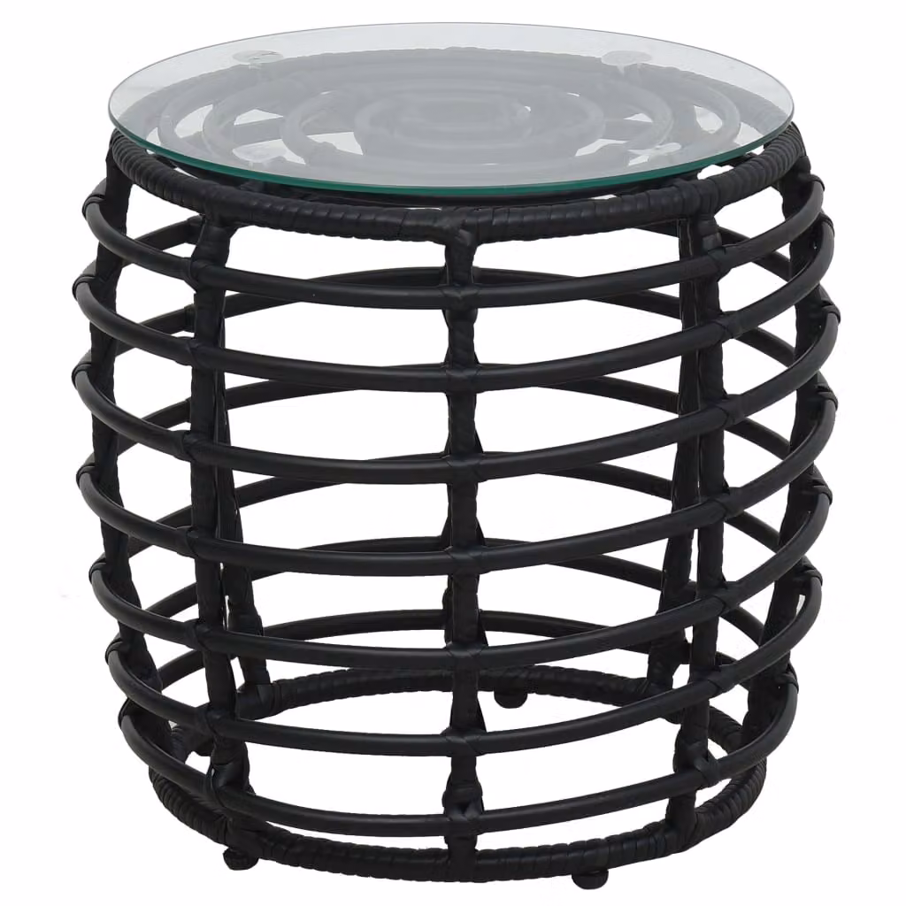 set bistrot 3 pezzi in poly rattan nero