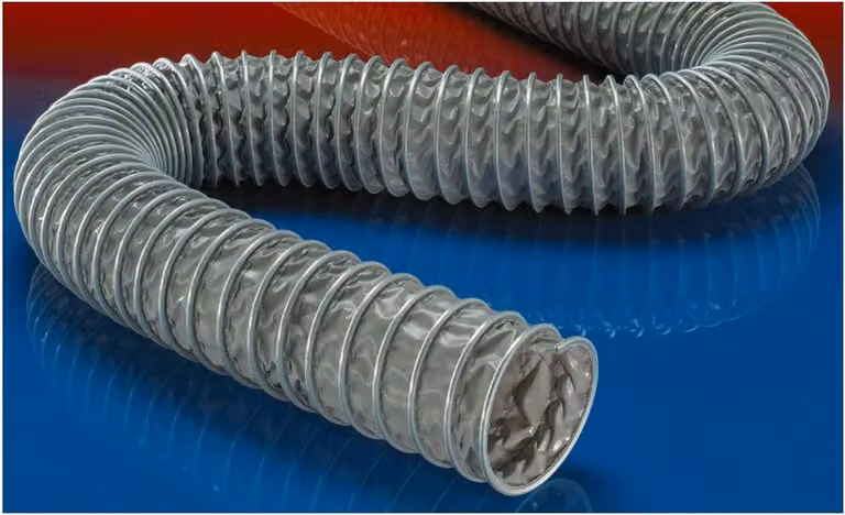 Tubo flessibile con profilo di serraggio Norres in PVC CP PVC 466 HT (fino a +120°C) 225 mm 3 metri