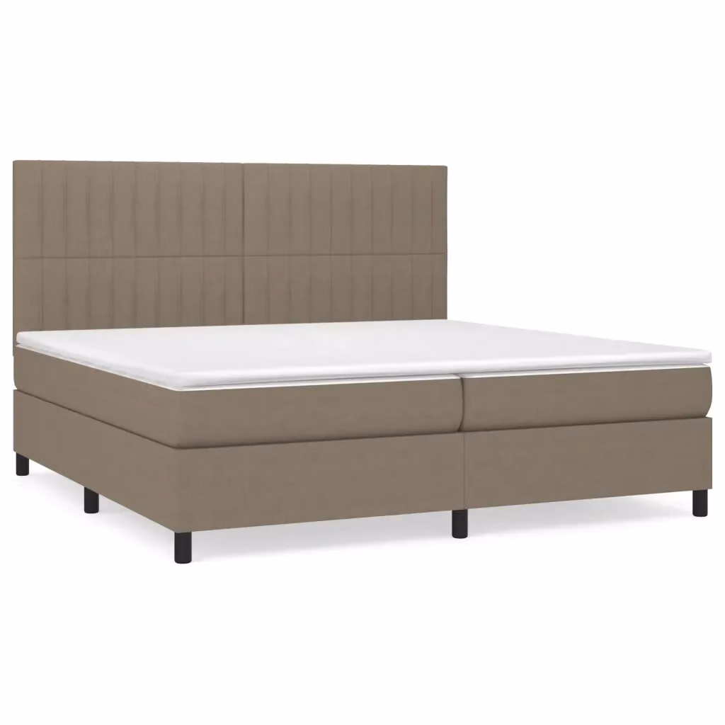 Letto Ibrido con Giroletto a Molle e Materasso vidaXL in Tessuto Beige e Bianco L/P: 200 x 200 cm – 2