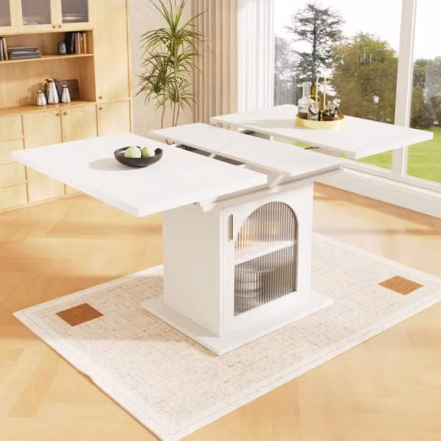 Tavolo da Pranzo Allungabile Salvaspazio con Ripiani ¨C MINIMAL ¨C Bianco 140x80 cm