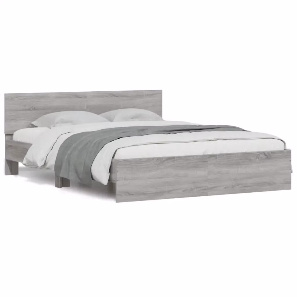Letto con testiera vidaXL in legno grigio L 140 x P 200 cm – 2