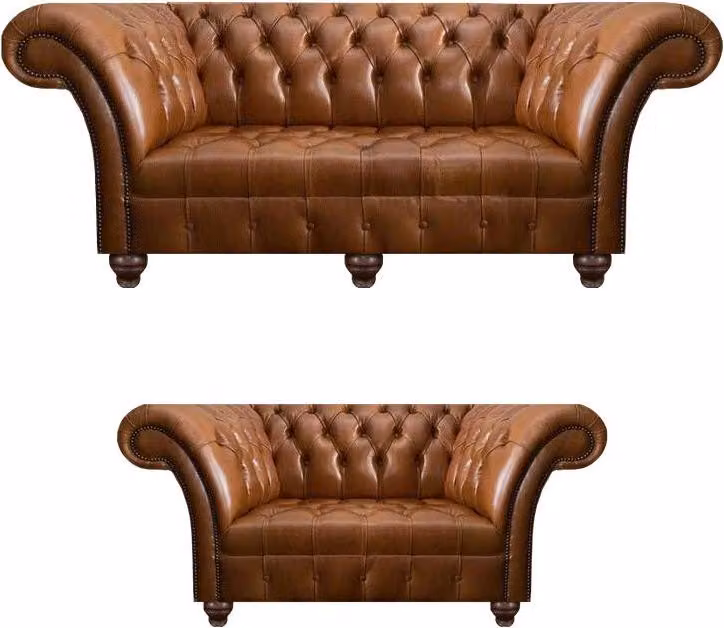 Luxuriöse Braune Leder Couchgarnitur Designer Sitzmöbel 3-Sitzer Couch