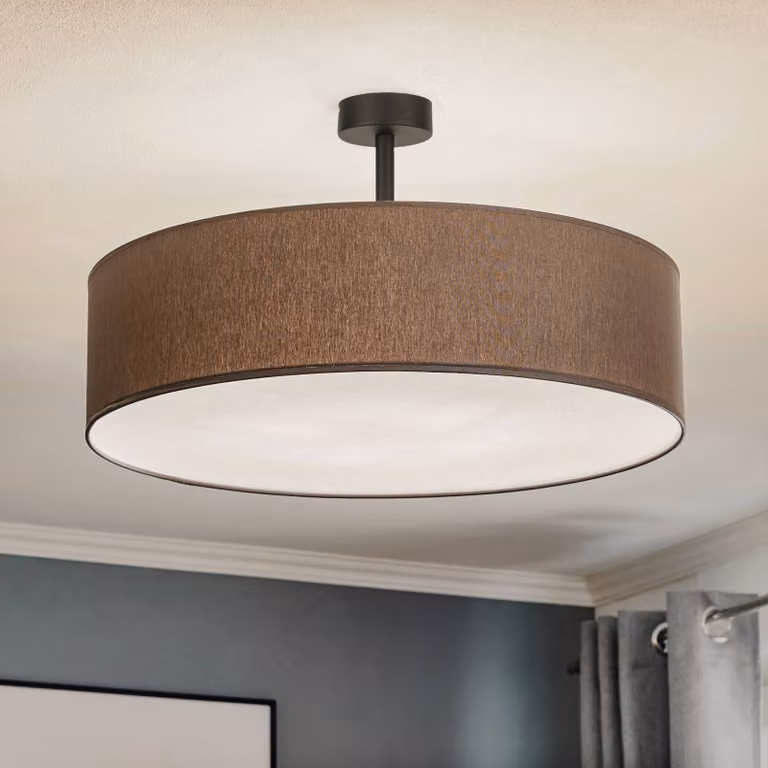 Plafoniera soffitto Rondo TK Lighting, dimmerabile, Alluminio / Grigio / Zincato, Camera da letto, Tessuto / Stoffa / Seta, Moderno, Plafoniera