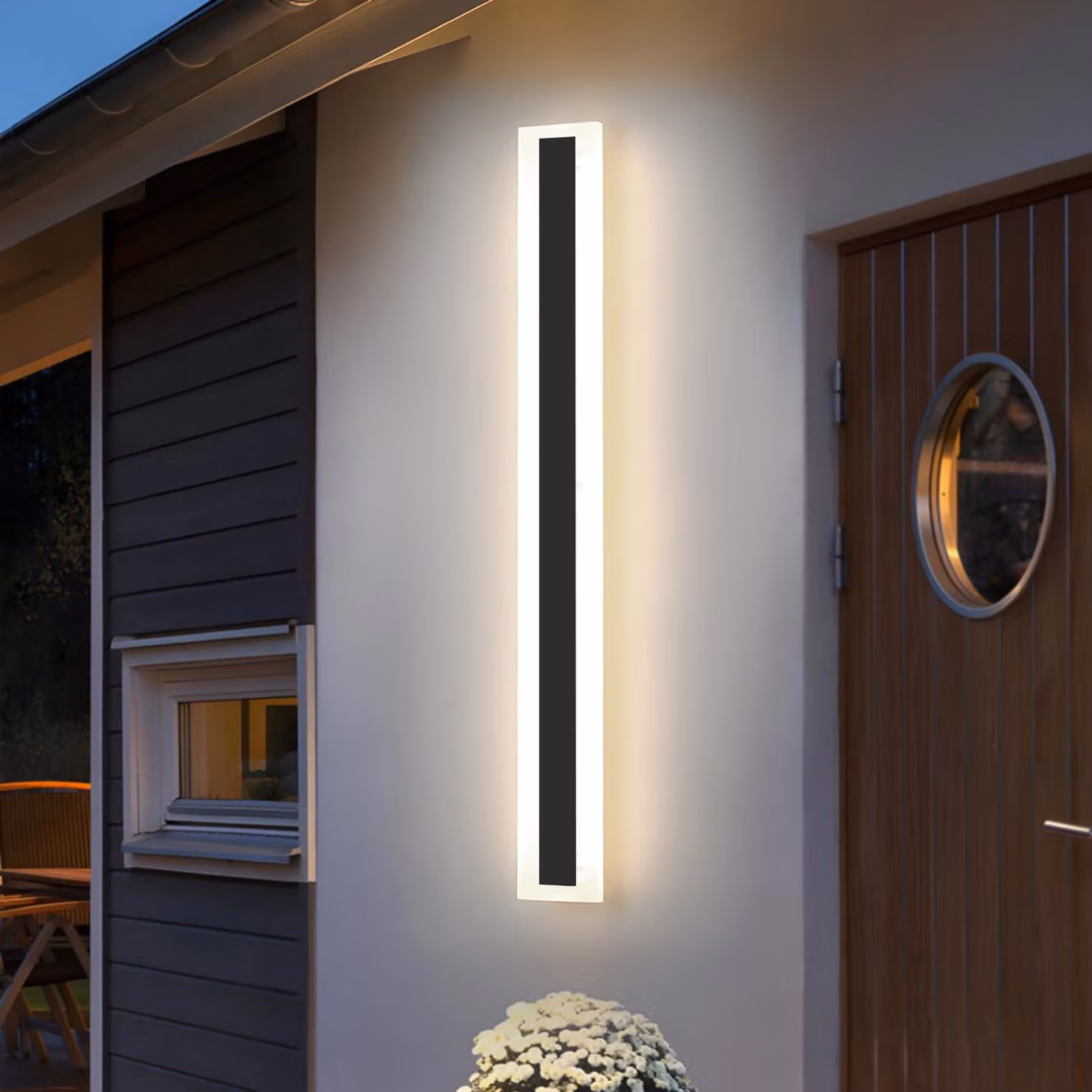 Lampada a LED da parete, 80 cm, 16W, grado di protezione IP65, 4000K, colore nero
