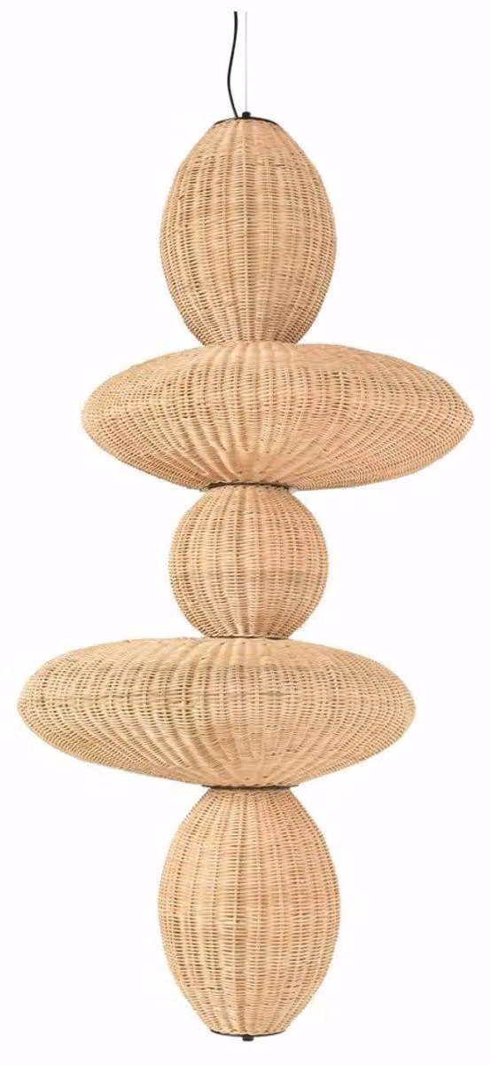 Casa Padrino lampada a sospensione in rattan LED colore naturale h. 147 cm - Lampade a sospensione
