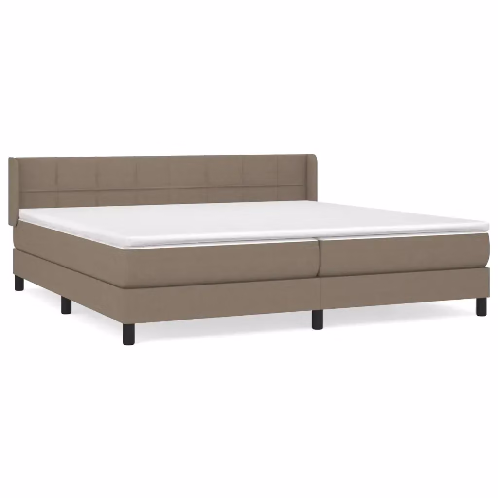 vidaXL Giroletto a Molle con Materasso Ibrido in Tessuto Beige e Bianco, L/P: 200 x 200 cm – 2