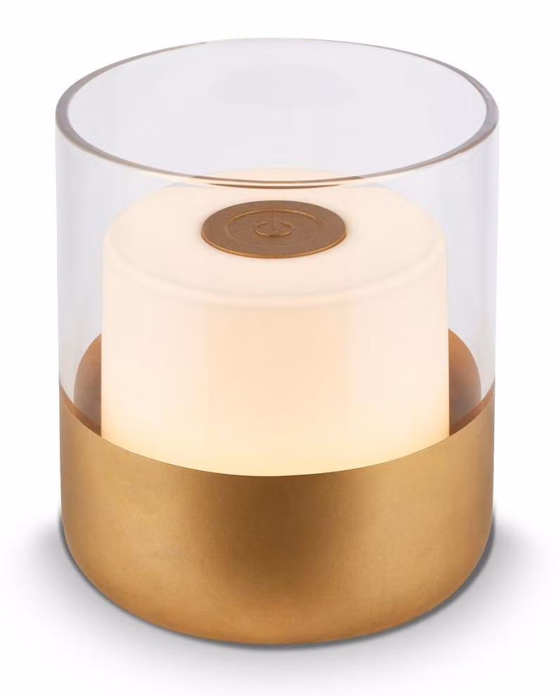 Lampada da tavolo a LED a batteria, con vetro, oro, 1xLED/2W