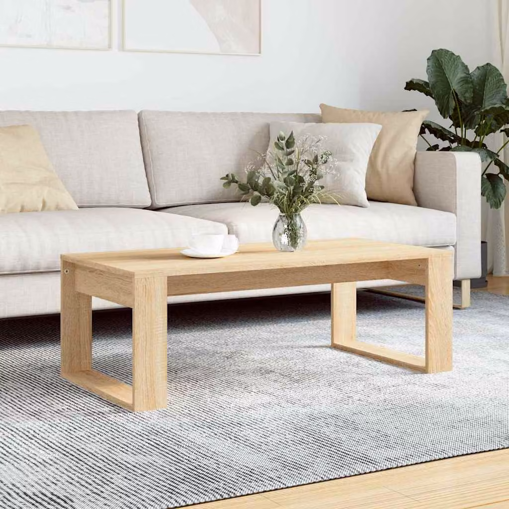 Tavolino da salotto moderno vidaXL in legno multistrato color rovere, L: 102 cm, P: 50 cm, H: 35 cm