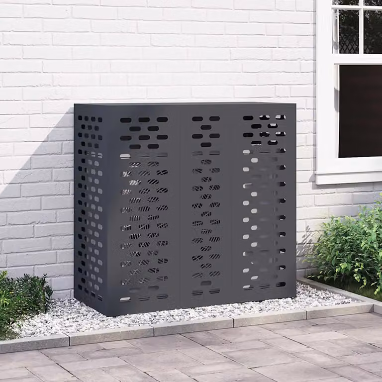 Copertura per condizionatore d'aria vidaXL in acciaio zincato, colore Antracite, L 110 x P 50 x H 105 cm