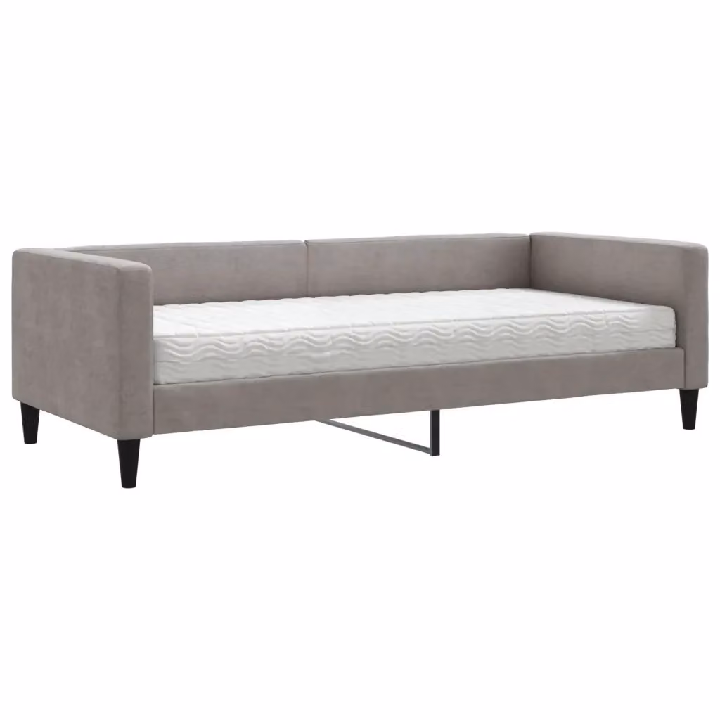 Divano Letto Moderno vidaXL in Tessuto Grigio e Beige con Materasso L: 90 cm – 2
