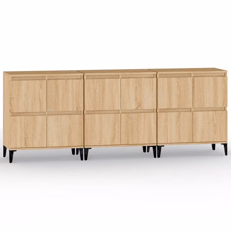 Credenze 3pz Rovere Sonoma 60x35x70 cm in Legno Multistrato