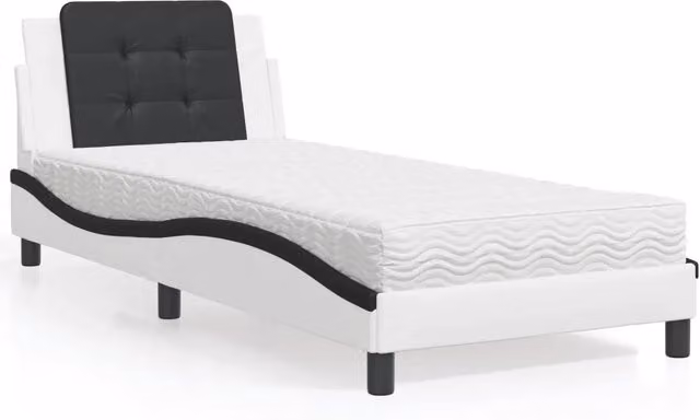 Giroletto senza Materasso-Struttura Letto Zadar Bianco e Nero 90x190 cm in Similpelle