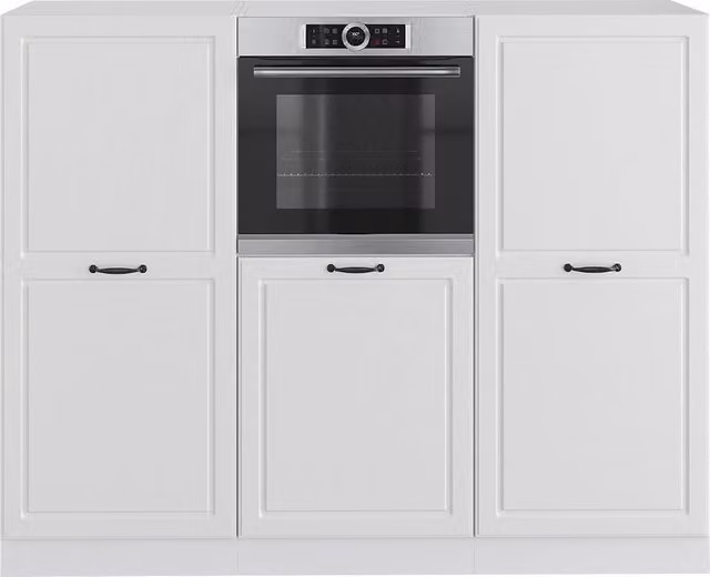 Cucina componibile Vicco R-Line in stile country house Bianco rustico/Bianco, larghezza 180 cm, senza piano di lavoro