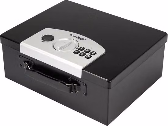 Cassaforte Antincendio in Acciaio Nero con Chiave L 32 cm x P 25 cm x H 12 cm