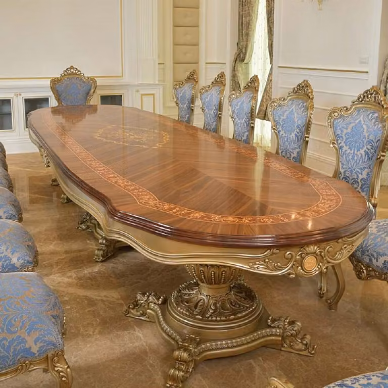 Casa Padrino tavolo da pranzo barocco intarsiato marrone/oro 420 cm - Mobili barocchi -  Italy