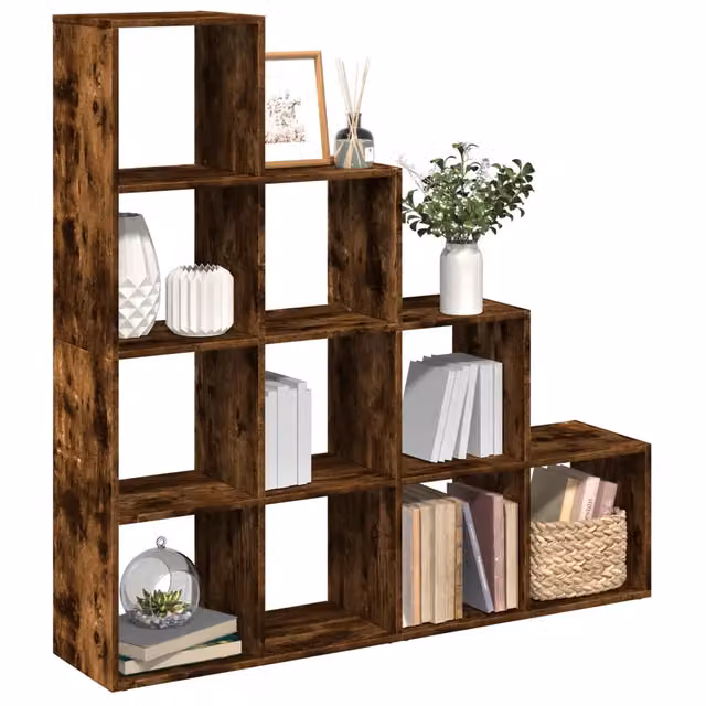 Libreria a scala Design Mania con 4 ripiani in MDF, colore marrone opaco, L/P/H: 131,5 x 29 x 131,5 cm