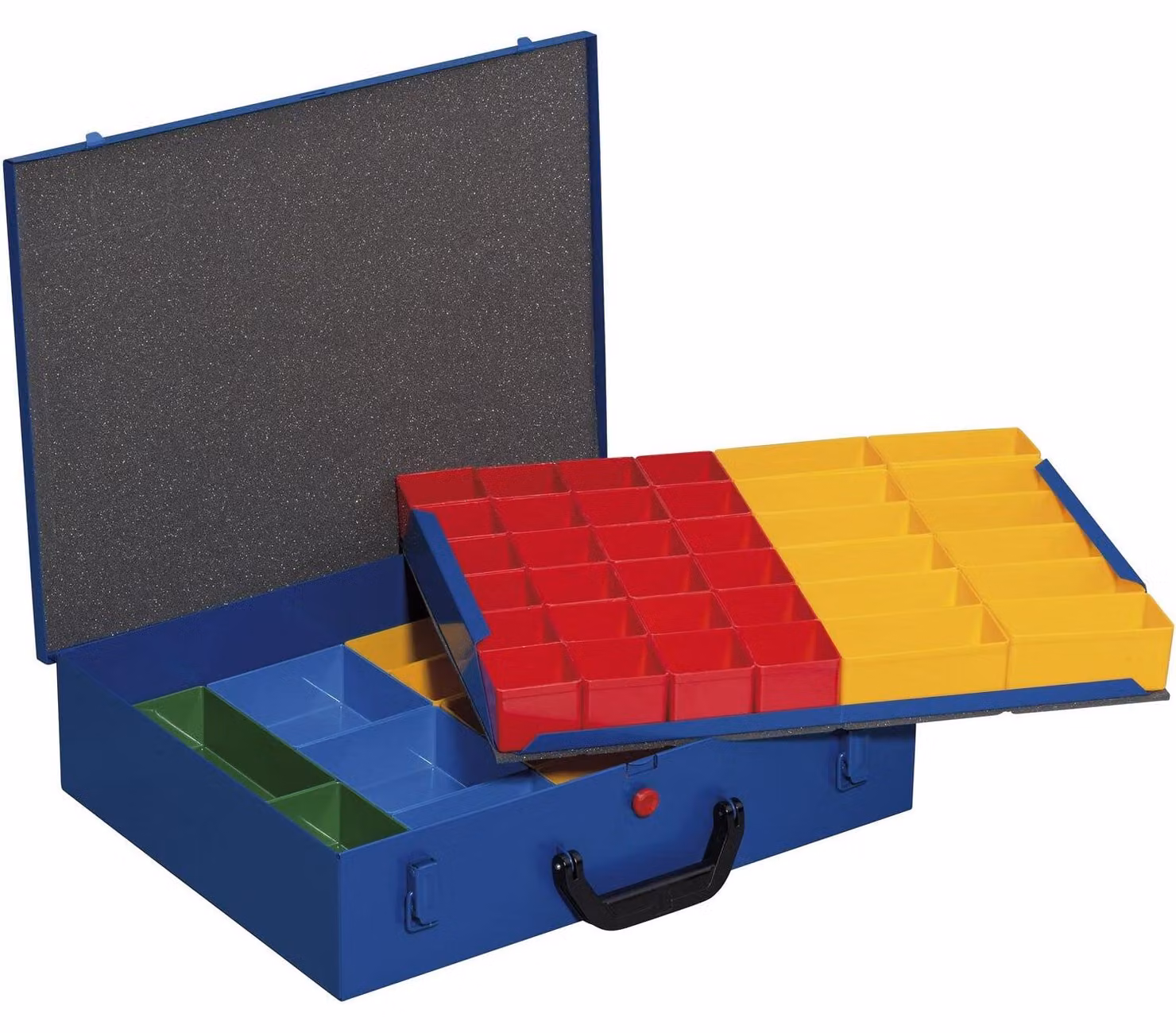 Custodia per utensili con piccoli componenti - Colore: blu metallizzato - 59 scomparti - Contenitore portaoggetti