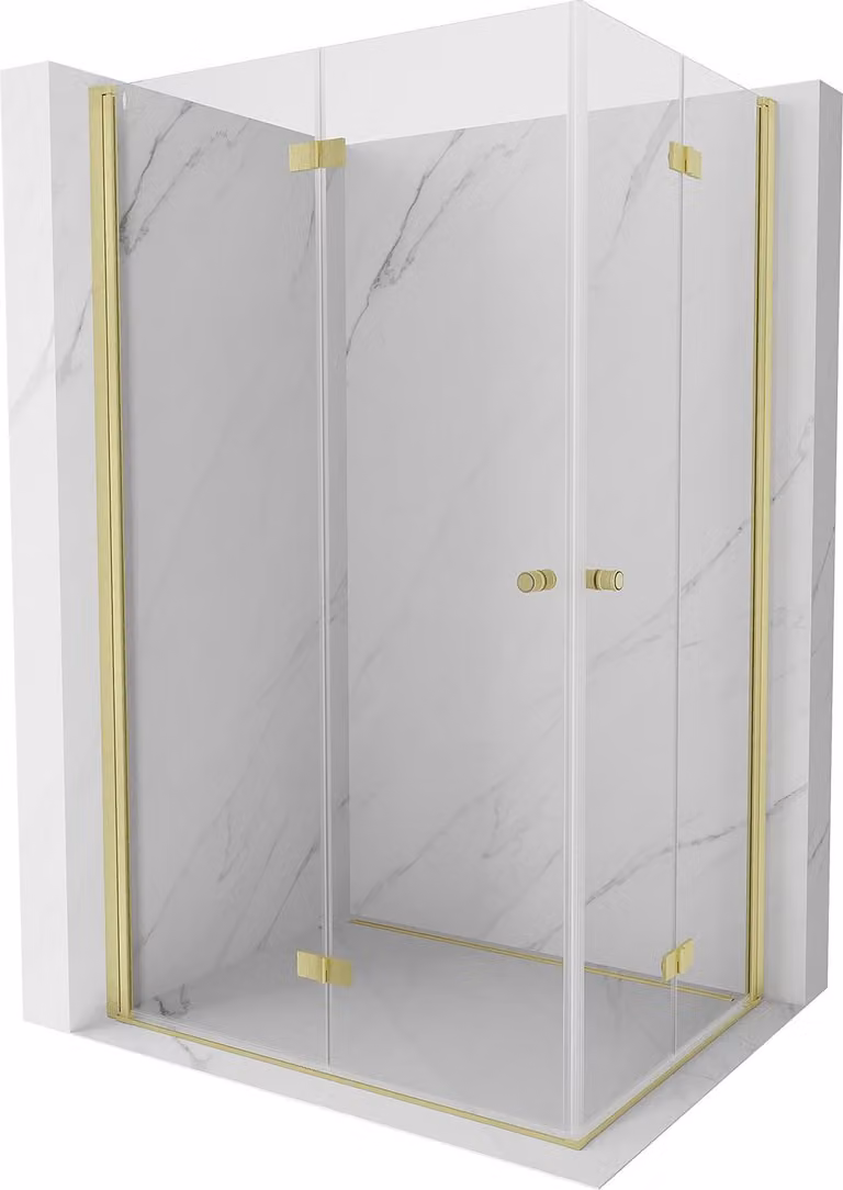 Mexen Mist-F Duo cabina doccia pieghevole sinistra 110 x 90 cm, trasparente, oro spazzolato - 8A6-110L-090P-55-00