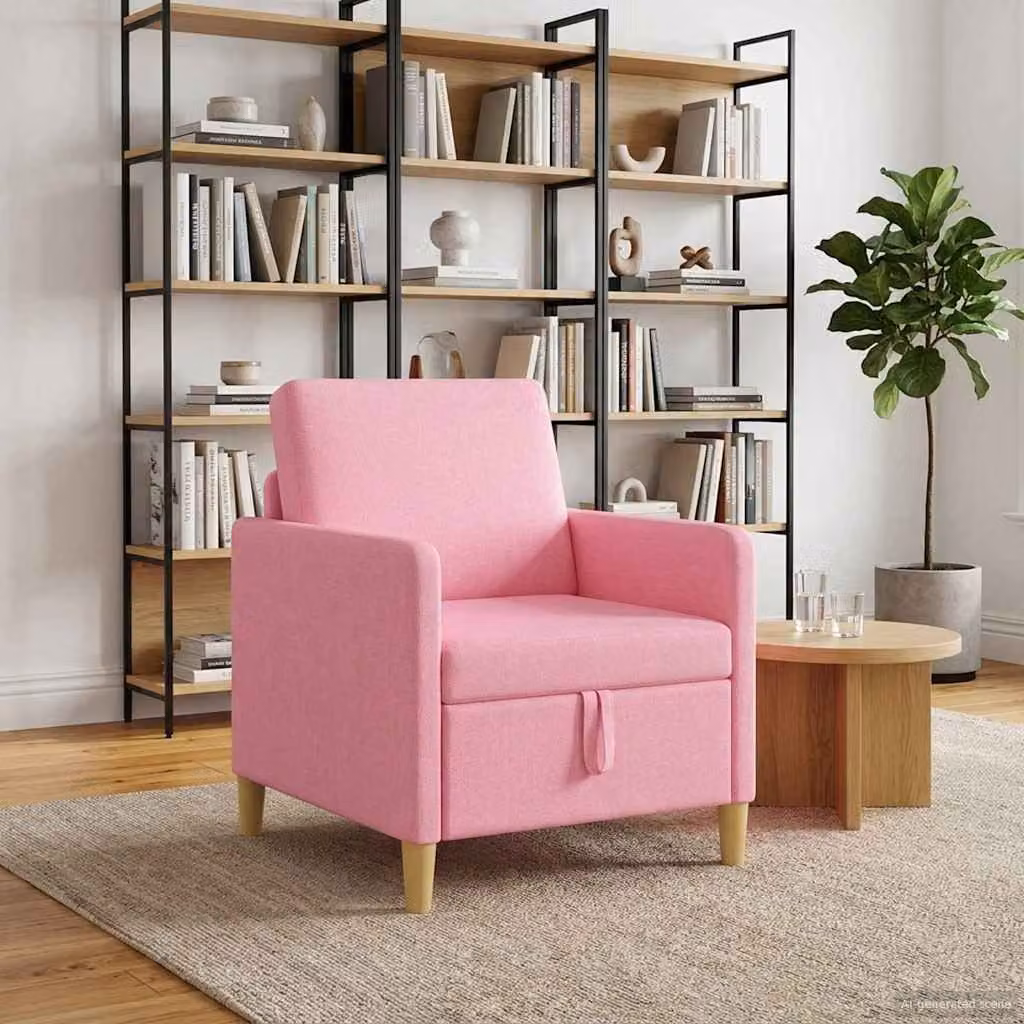 Divano con contenitore vidaXL in tessuto rosa con seduta apribile per il tuo soggiorno L 72 x P 78 x H 87 cm