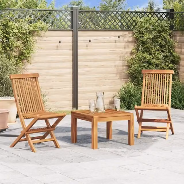 Set di 2 sedie pieghevoli da giardino vidaXL in legno di teak marrone