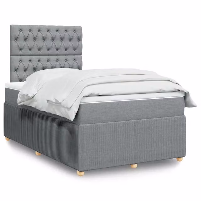 Letto Ibrido con Materasso vidaXL in Tessuto Grigio e Bianco L/P/H: 120 x 200 cm