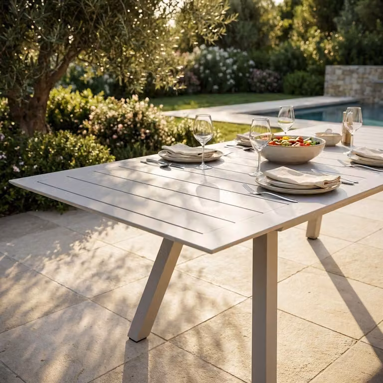 Milani Home - tavolo da giardino allungabile, alluminio, 10 posti, tortora, piano 200/300 x 110 cm