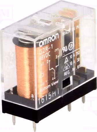 1 relè: elettromagnetico, bobina: 48 VDC, 10 A / 250 VAC, modello G2R-1, 48 VDC, elettromagnete