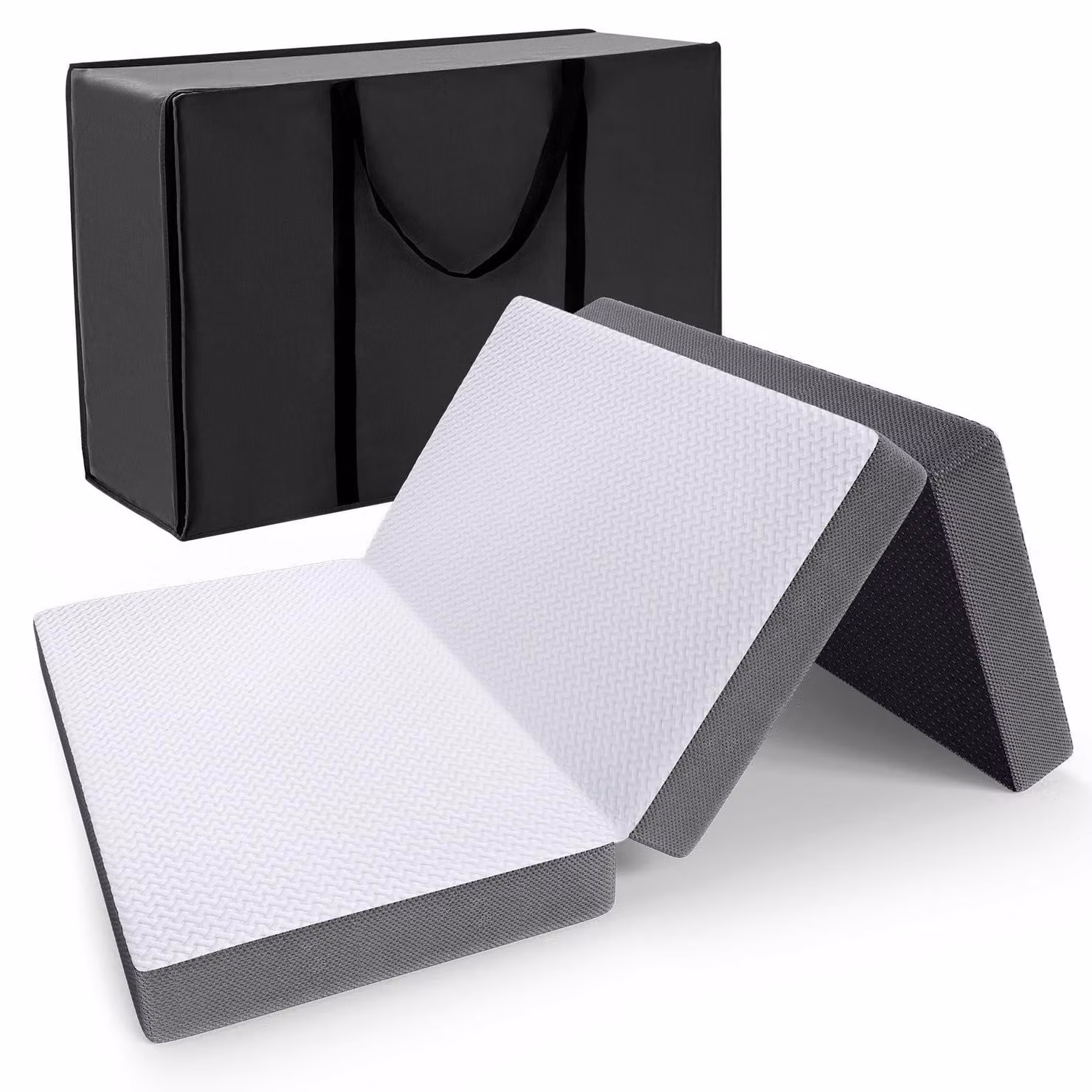 Materasso pieghevole 80x195x10 cm, composto da 3 parti, in memory foam, ideale come letto per ospiti