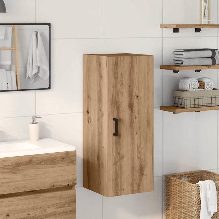 Mobile a parete vidaXL in stile moderno, colore rovere marrone, L 34,5 cm x P 34 cm x H 90 cm