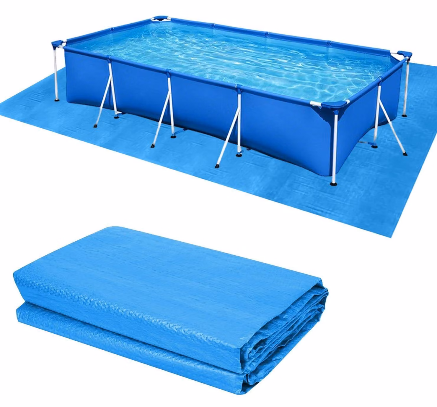 Telo per piscina, telo di protezione per il fondo, tappetino rettangolare impermeabile per piscina, ideale per giardini e prati