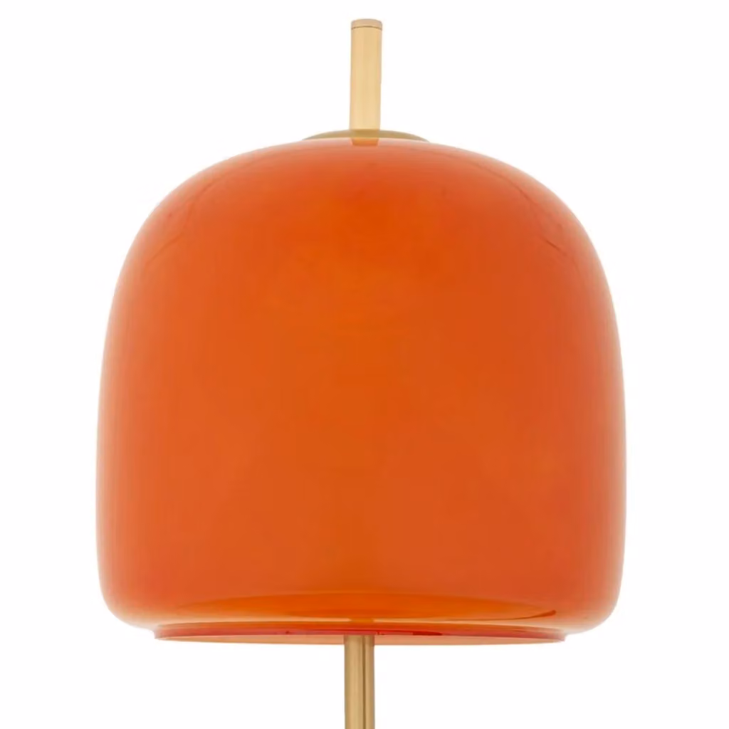 Lampada da tavolo Oldy in metallo dorato con diffusore in vetro arancione – 2