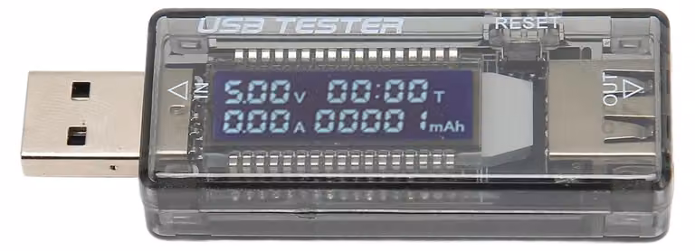 Misuratore di carica USB, display LCD, trasparente, portatile, tester di corrente e tensione di carica, da 3,5 a 20 V, da 0 a 3,3 A