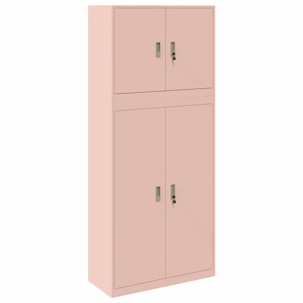 Armadio in metallo vidaXL rosa con ante a battente e serratura, L/P/H: 90 x 40 x 210 cm – 2