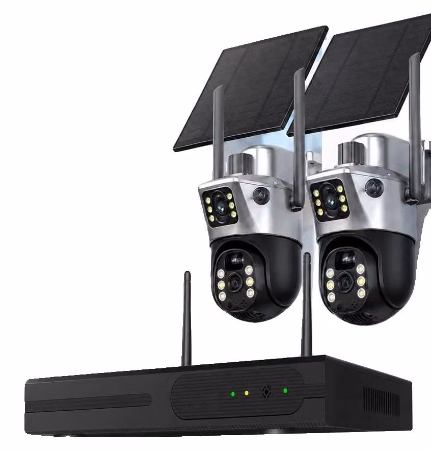 Sistema di telecamere di sicurezza, con doppia lente, monitoraggio remoto, registratore video in rete (NVR) a 16 canali, 2 telecamere, alimentazione 100V-240V, spina di tipo EU