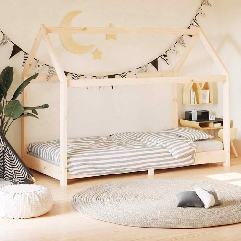 vidaXL Giroletto per bambini in legno massello di pino, stile scandinavo, L 140 x P 70 cm