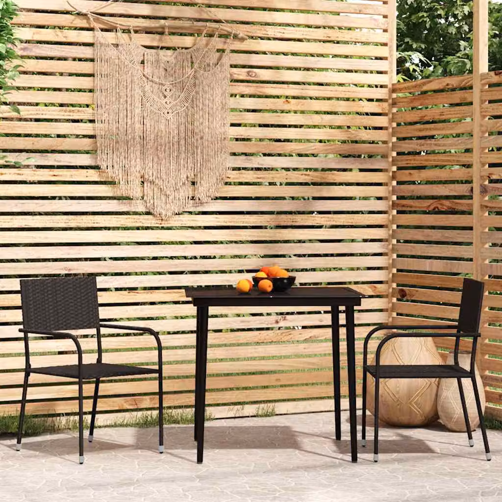 vidaXL Set Mobili da Pranzo per Giardino 3 pz Nero